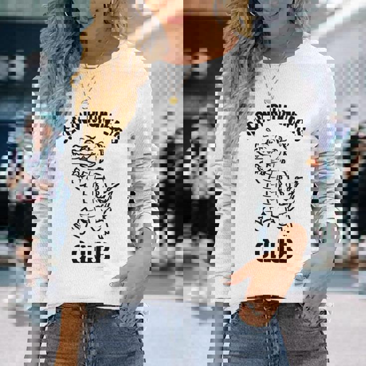 Crocodilelow Runners Club おもしろランニングマスコット 長袖tシャツ 長袖Tシャツ 彼女への贈り物