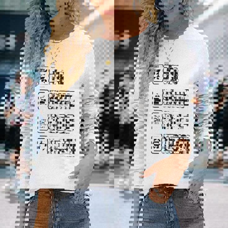 Eatleep Ride Repeat オートバイ バイク モーターサイクリスト 格言 長袖Tシャツ 彼女への贈り物