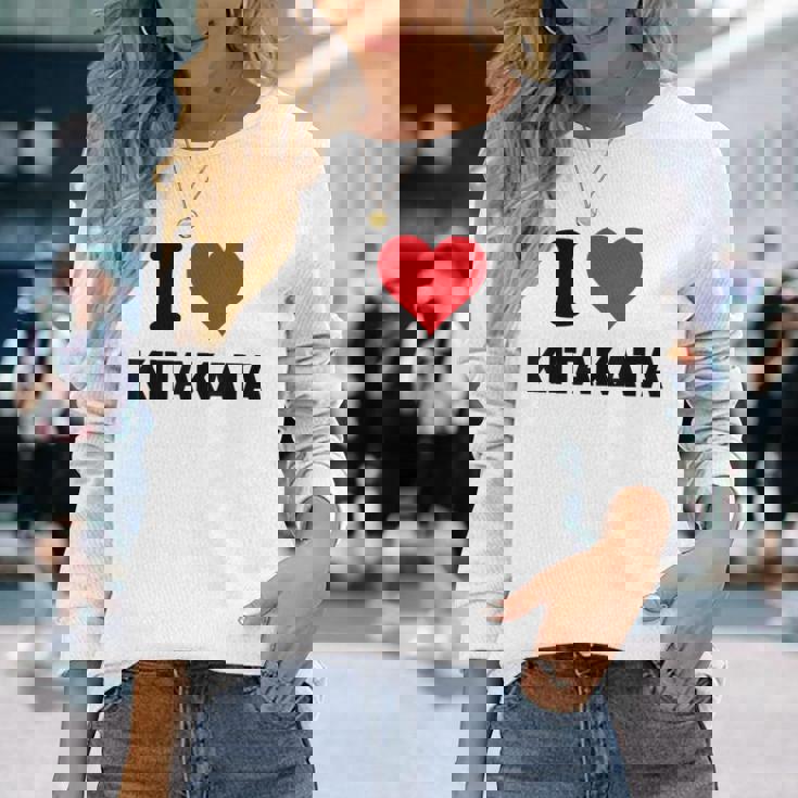 I Heart 喜多方 Japan Love 日本のお土産品 長袖Tシャツ 彼女への贈り物