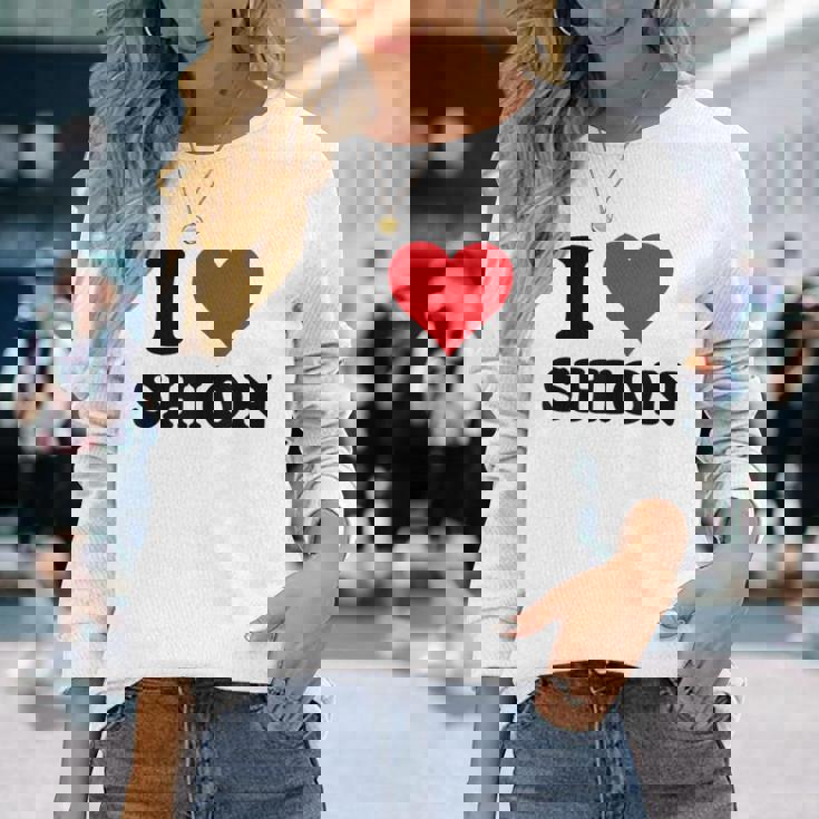 I Hearthion ファーストネーム I Love パーソナライズ 長袖Tシャツ 彼女への贈り物