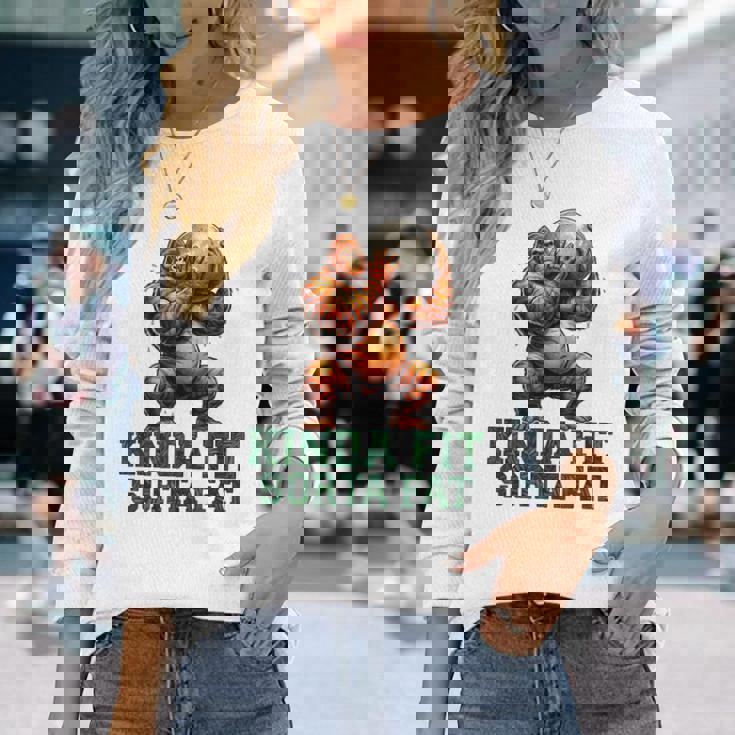 Kinda Fitorta Fat Gorilla ヘビーウェイトリフティング 面白いジム 長袖Tシャツ 彼女への贈り物