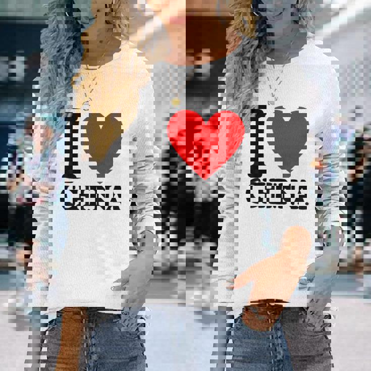 I Love China I Heart China 長袖Tシャツ 彼女への贈り物