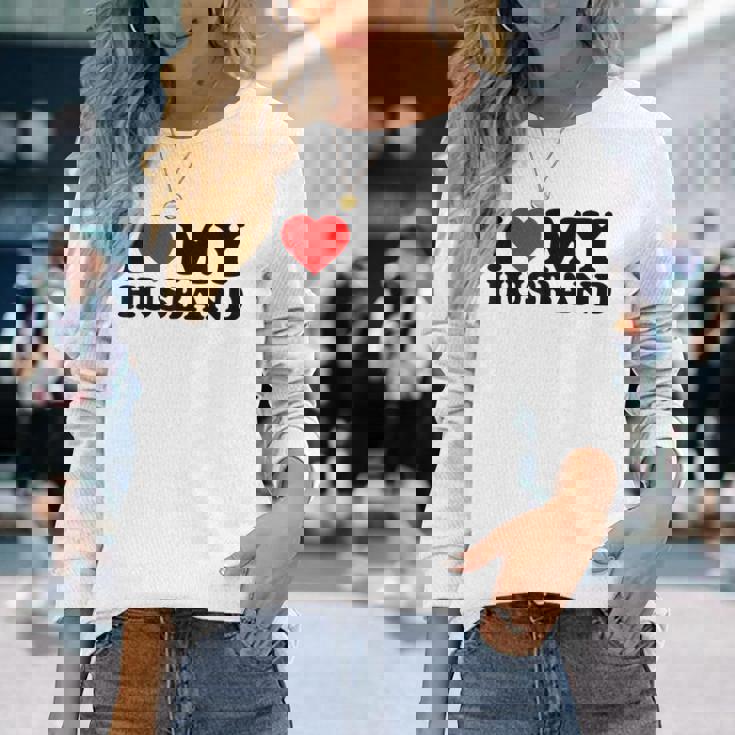 I Love My Husband I Heart My Husbandalentines Day 長袖Tシャツ 彼女への贈り物