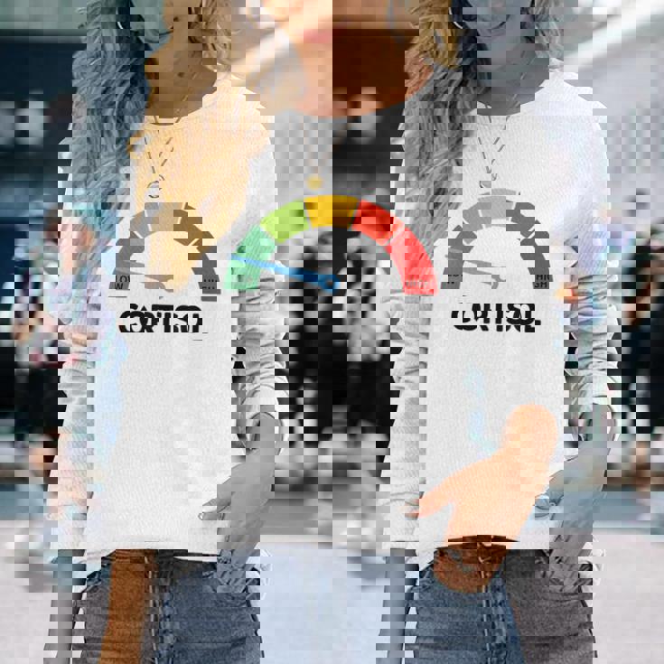 Low Cotisol Maxxing おもしろミーム ソーシャルメディア 自己改善 長袖Tシャツ 彼女への贈り物