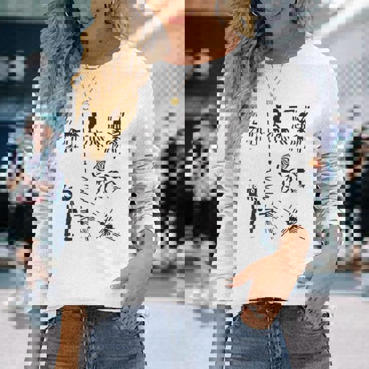 Nazca Lines 古代ufoエイリアン地球外生命アートtシャツ 長袖Tシャツ 彼女への贈り物