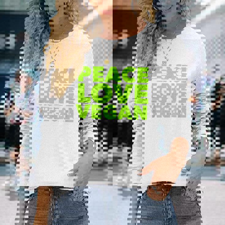 Peace Loveegan クール ベジタリアンとビーガン 長袖Tシャツ 彼女への贈り物