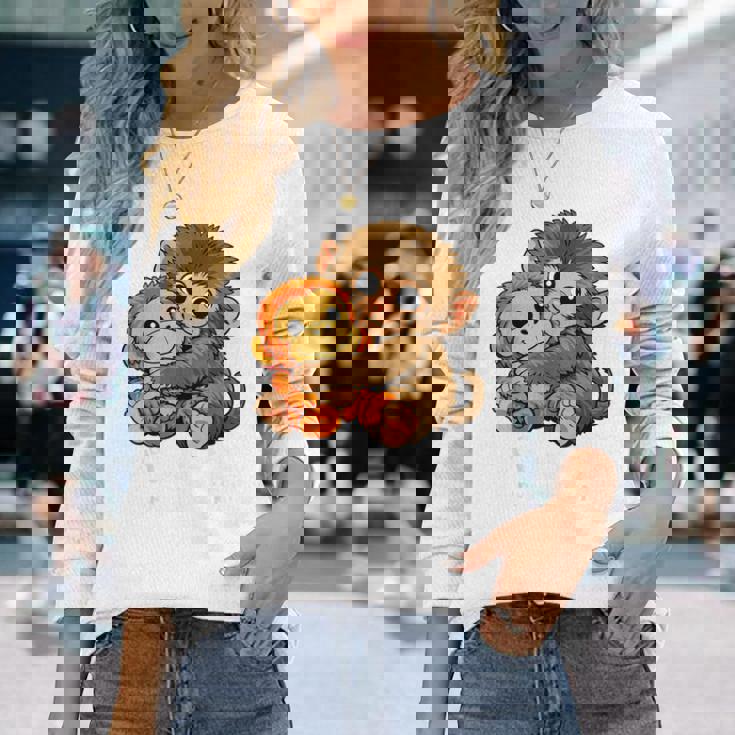 かわいいパンチ君 抱っこぬいぐるみ 赤ちゃん マカク モンキー パンチ 長袖Tシャツ 彼女への贈り物