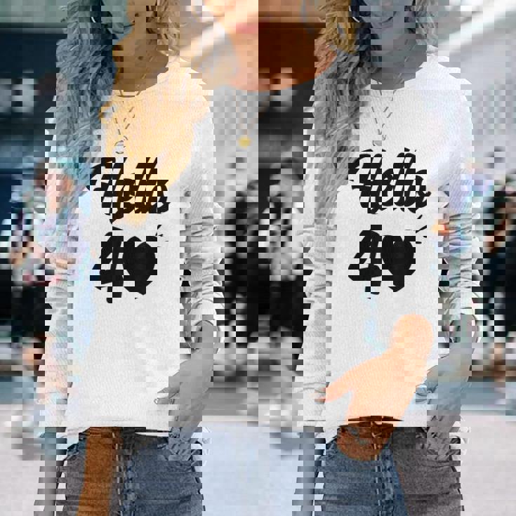 こんにちは40歳 40歳 40歳 誕生日 四十歳 母 長袖Tシャツ 彼女への贈り物