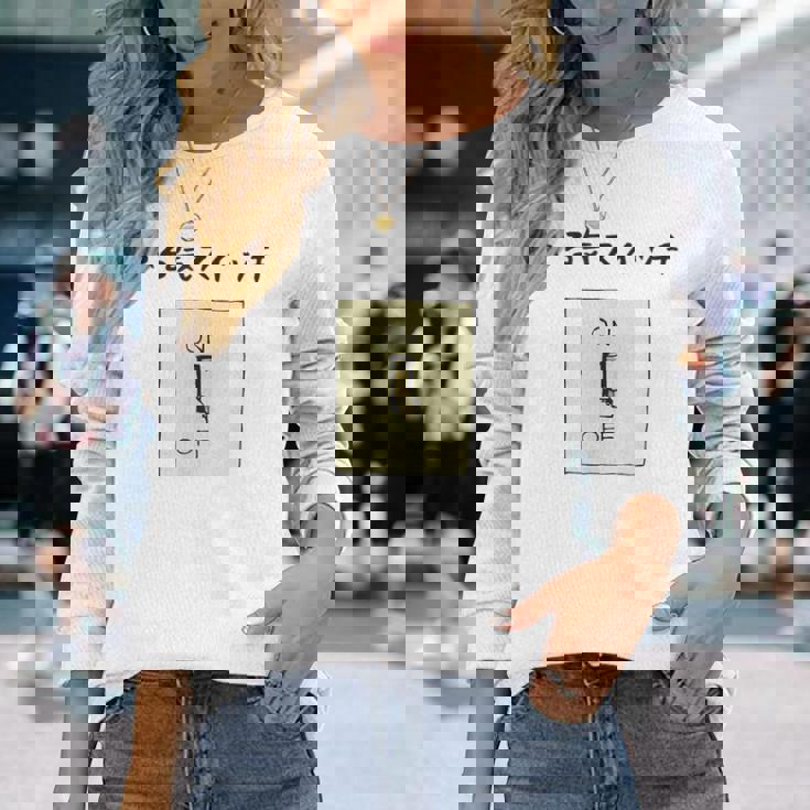 やる気スイッチ Off やる気スイッチ故障中 スイッチ おもしろ 前プリント 長袖Tシャツ 彼女への贈り物