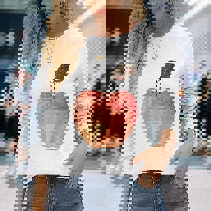 りんご フルーツ モチーフ アート りんご 長袖Tシャツ 彼女への贈り物