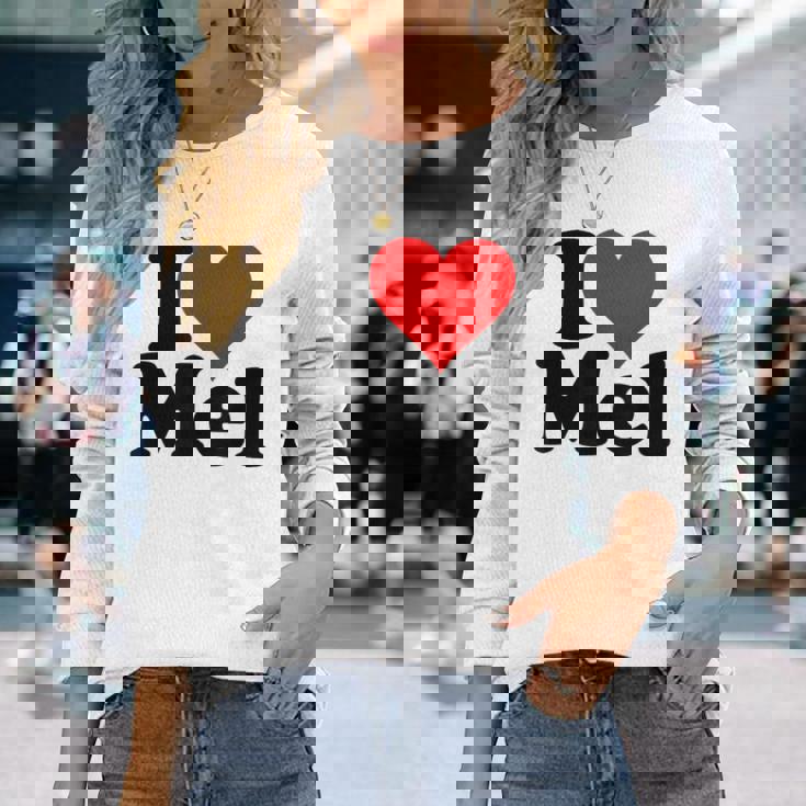 アイ・ラブ・ハート・メル・メルビン・メラニー・メリンダ・メリッサ・メロディ 長袖Tシャツ 彼女への贈り物
