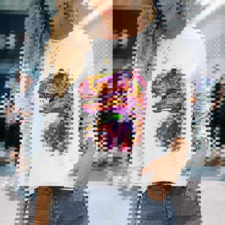 アロサウルス 恐竜モチーフ イラスト アロサウルス 長袖Tシャツ 彼女への贈り物