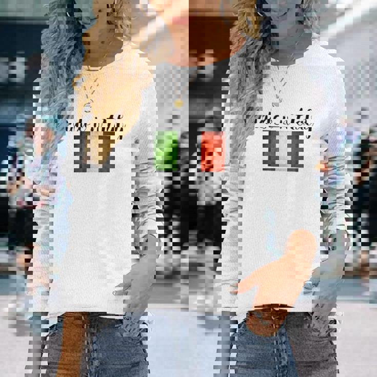 イタリア製イタリア国旗シャツ。 長袖Tシャツ 彼女への贈り物