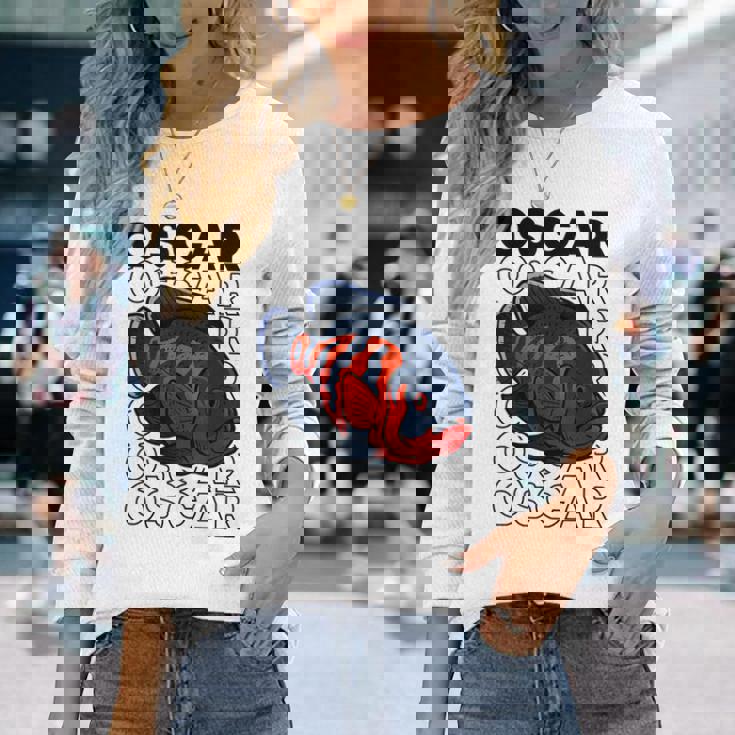 オスカーフィッシュ 80年代スタイル モンスターフィッシュキーパー 熱帯魚 長袖Tシャツ 彼女への贈り物