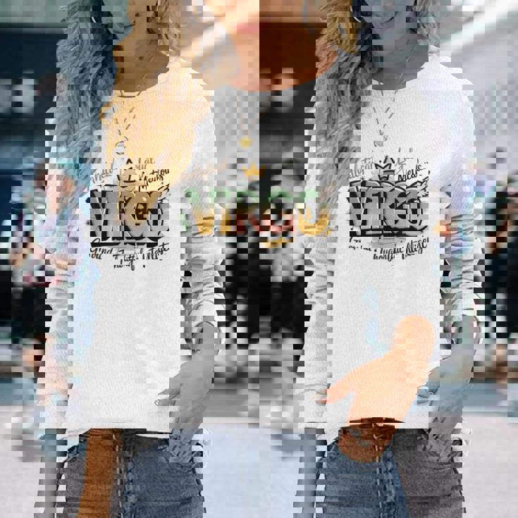 カラフルな乙女座の星座デザイン 長袖Tシャツ 彼女への贈り物