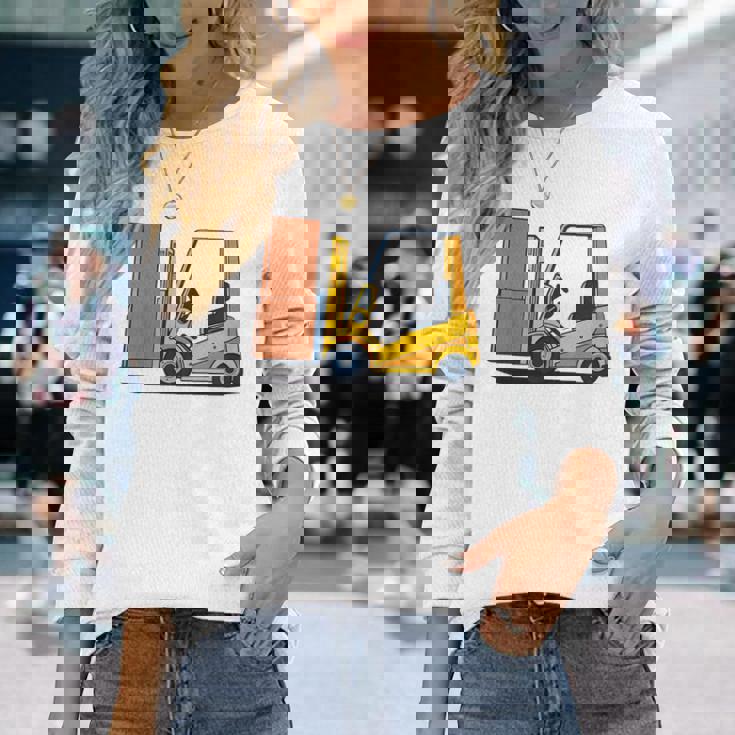 キッズ フォークリフト車両工事現場掘削機建設作業員 男の子 長袖Tシャツ 彼女への贈り物