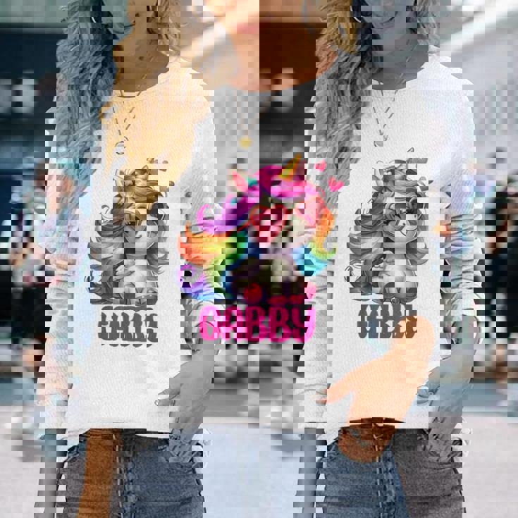 ギャビーユニコーン 名前入りデザイン 長袖Tシャツ 彼女への贈り物