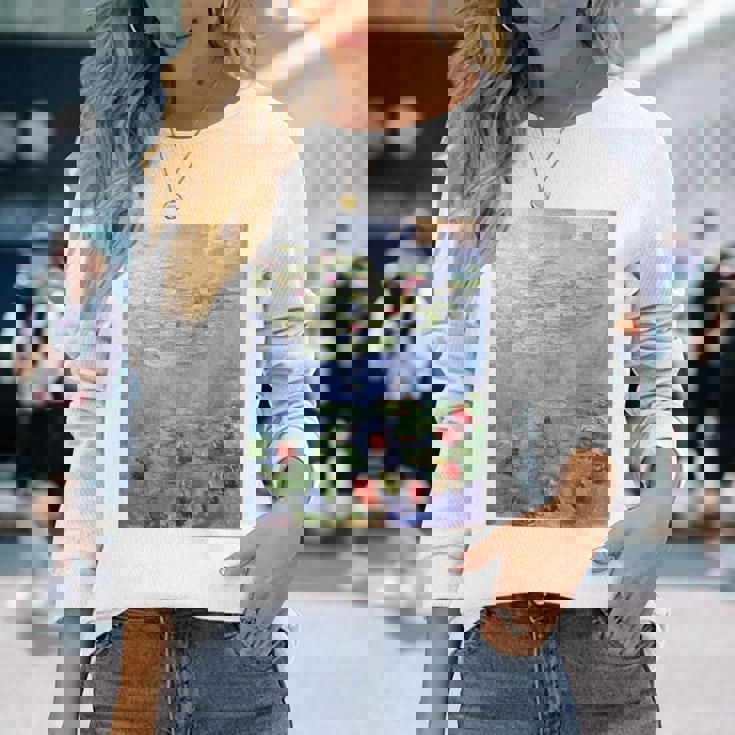 クロード・モネ 睡蓮 長袖Tシャツ 彼女への贈り物