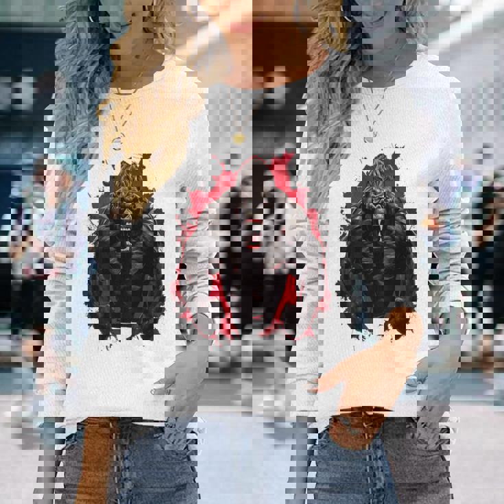 ゴリラ・ボディビル・ワークアウト バックプリント・ジム 長袖Tシャツ 彼女への贈り物