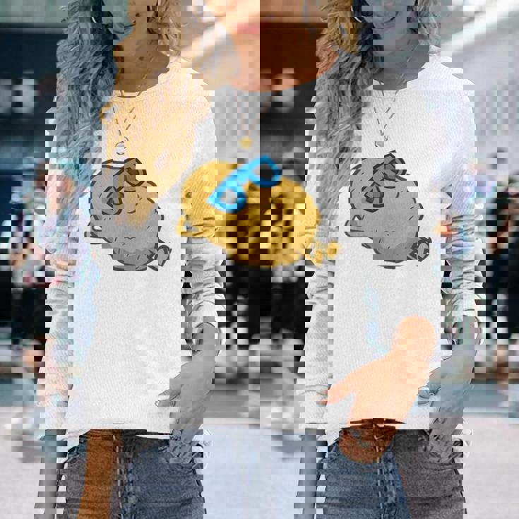 サングラスでかわいいポテチ リラックスポテチ 長袖Tシャツ 彼女への贈り物