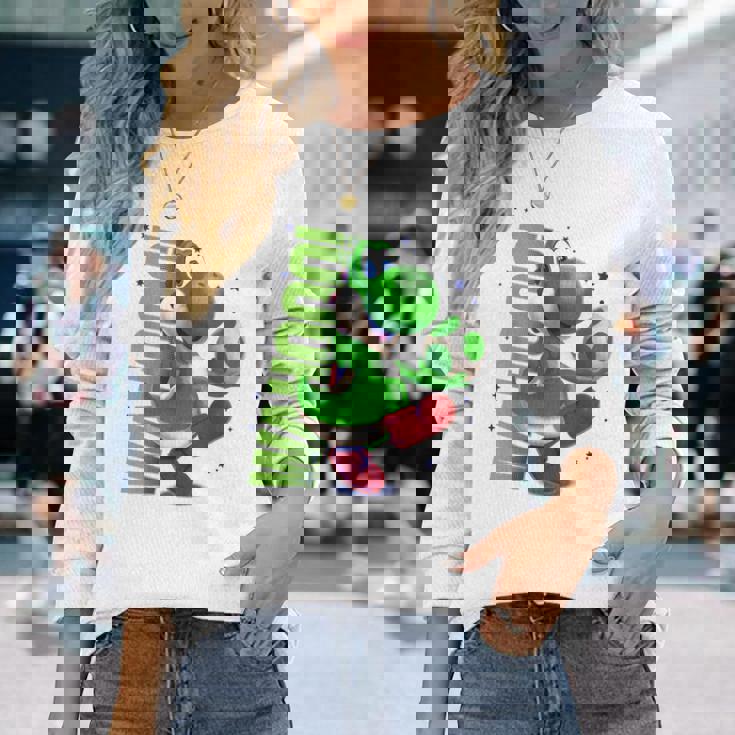 ザ・スーパーマリオギャラクシー・ムービー Action Yoshi 長袖Tシャツ 彼女への贈り物