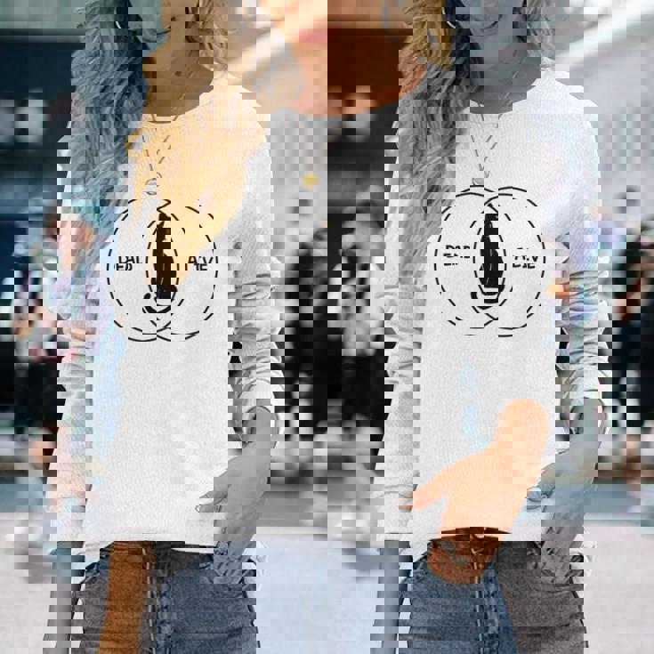 シュレディンガーの猫ベン図 長袖tシャツ 長袖Tシャツ 彼女への贈り物