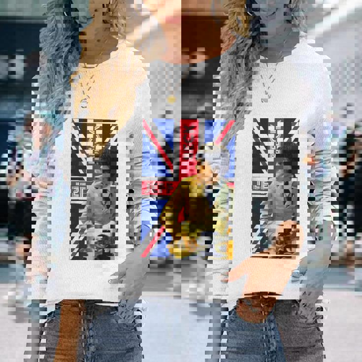 ジェフベック_002_Back Printed 長袖Tシャツ 彼女への贈り物