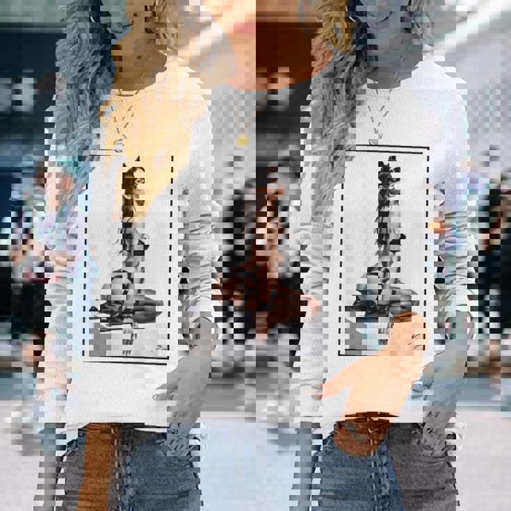 セクシーガールグラフィックtシャツ バッドキティ ピンナップ バックプリント 長袖Tシャツ 彼女への贈り物