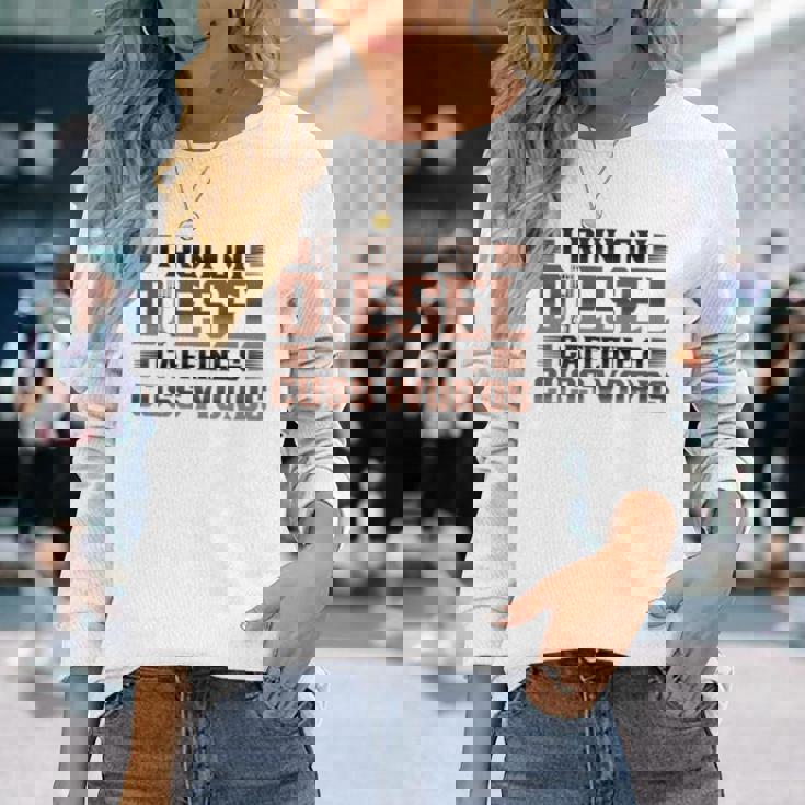 ディーゼルカフェインで走るトラック運転手 長袖tシャツ 長袖Tシャツ 彼女への贈り物