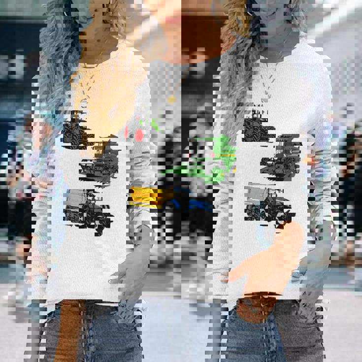 トラクター トラクター コンバインハーベスター 農家 農業 長袖Tシャツ 彼女への贈り物