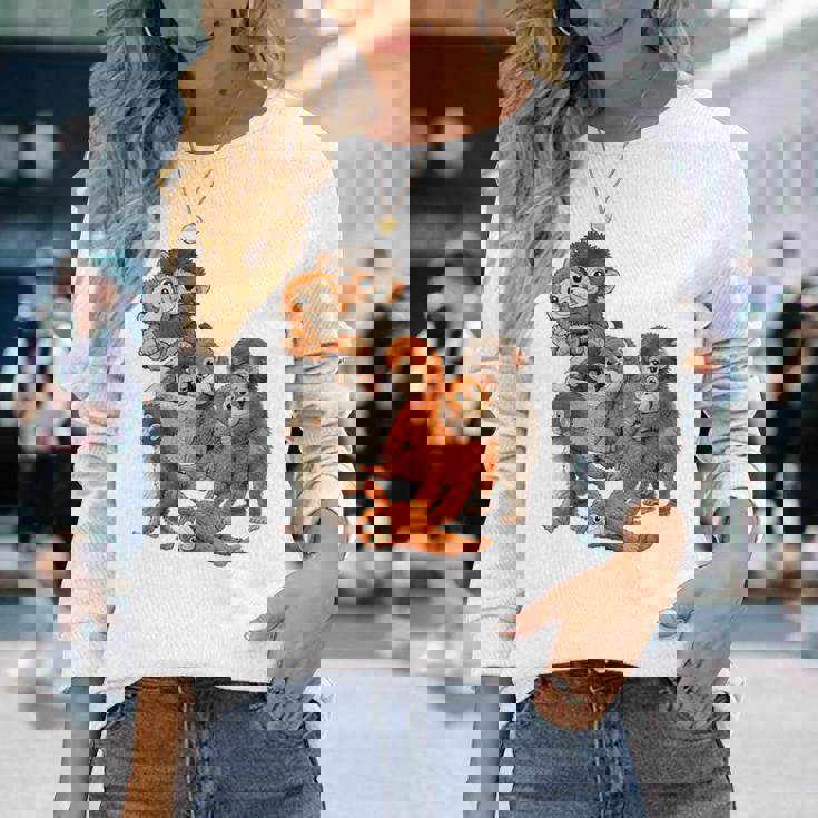 パンチ君 かわいい ポーズ 捨てられた ニホンザル モンキー パンチ 長袖Tシャツ 彼女への贈り物