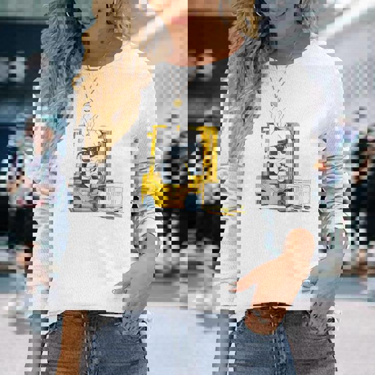 フォークリフト オペレーター フォークリフト ドライバー 物流 うさぎ イースター 長袖Tシャツ 彼女への贈り物