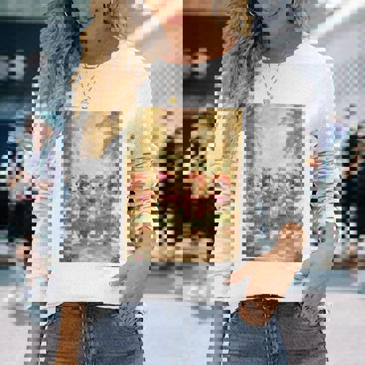 フラダンスキャット 長袖Tシャツ 彼女への贈り物