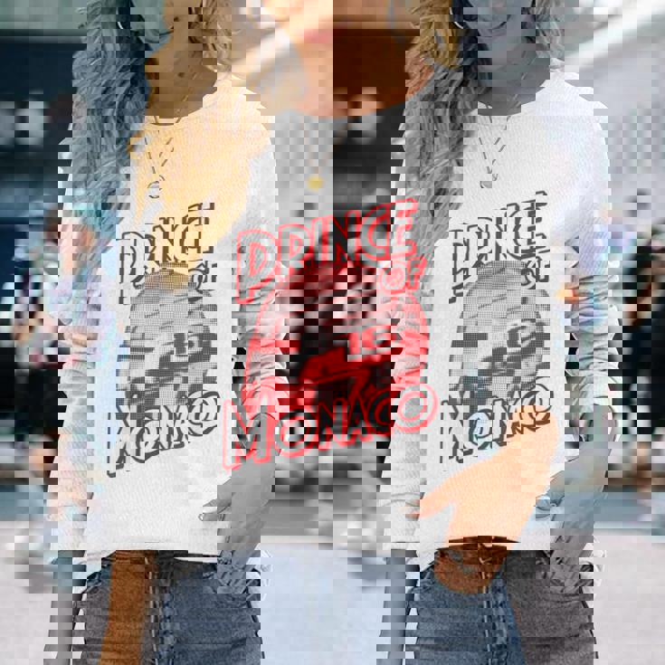 プリンス・オブ・モナコ 16 ミニマリスト レーシングの背景 長袖Tシャツ 彼女への贈り物