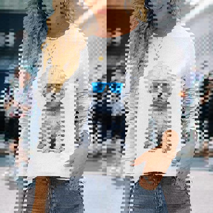 プードル 犬 幾何学的 キュート サングラス アニマル アート プードル 長袖Tシャツ 彼女への贈り物