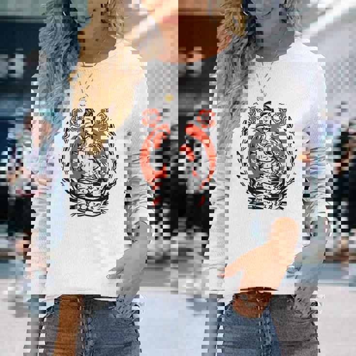 ボクサー アメリカン トラディショナル タトゥー オールドスクール ボクシング フラッシュ 長袖Tシャツ 彼女への贈り物