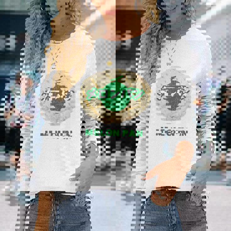 メロンパン メロン イラスト かわいい レトロ 昭和 菓子パン メロンパン好き おもしろ 長袖Tシャツ 彼女への贈り物