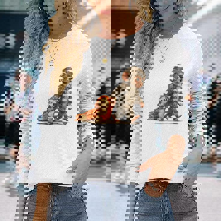 モンキーパンチ ベビー マカク リトルパンチ ビッグ キュート ラブ ぬいぐるみ 長袖Tシャツ 彼女への贈り物