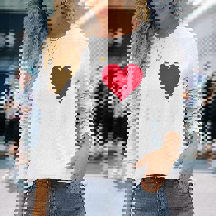 レッドハート I Love Guam 長袖Tシャツ 彼女への贈り物