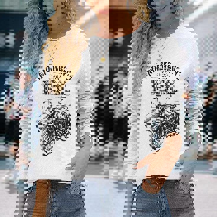 レトロモーターサイクルウラルtシャツ-ヴィンテージサイドカーモーターバイク 長袖Tシャツ 彼女への贈り物