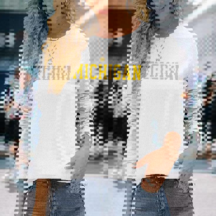 ヴィンテージ ミシガン メンズ ミシガン レディース レトロ ゴールド 長袖Tシャツ 彼女への贈り物