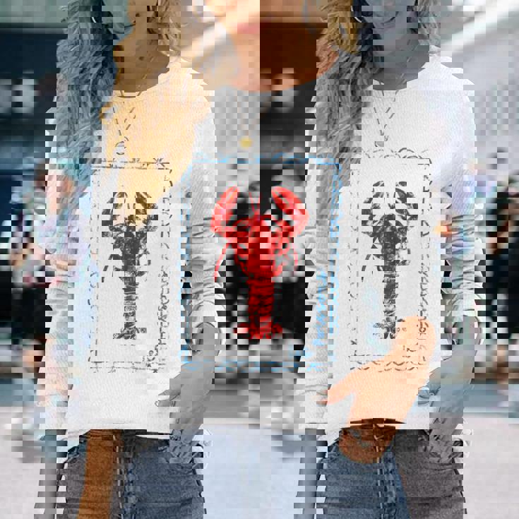ヴィンテージレッドロブスター 長袖Tシャツ 彼女への贈り物