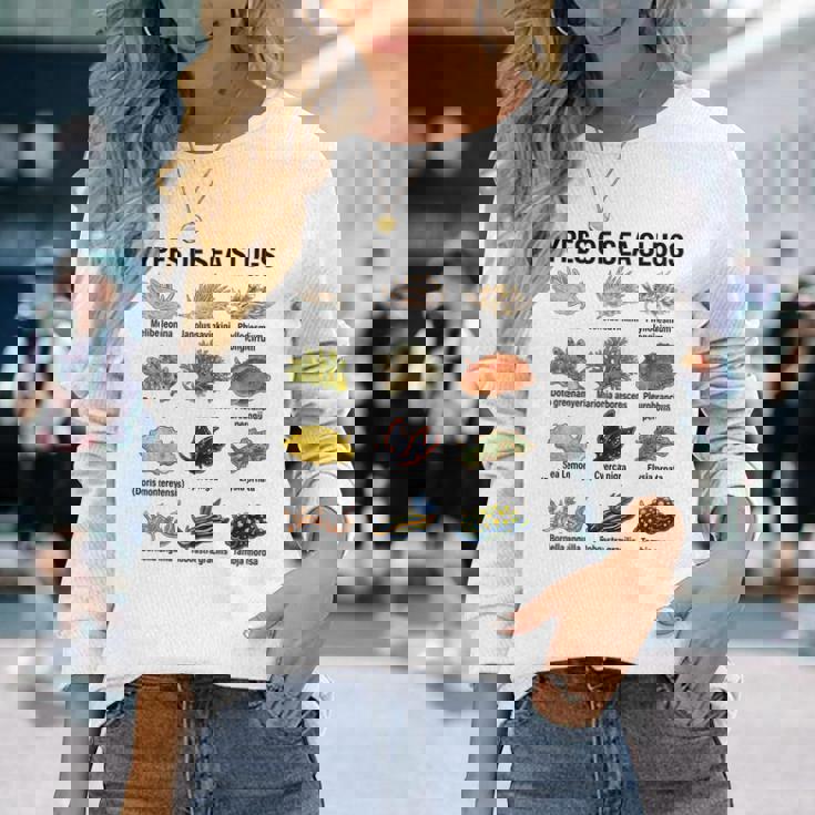 海洋ナメクジの種類科学海洋生物学チャート 長袖Tシャツ 彼女への贈り物
