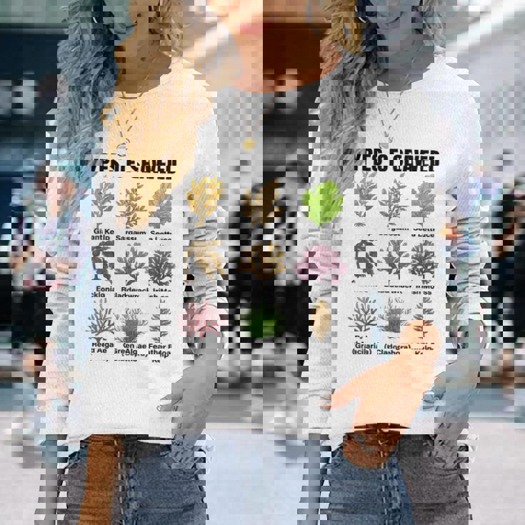 海藻の種類、海藻種チャート、海藻の種類 長袖Tシャツ 彼女への贈り物