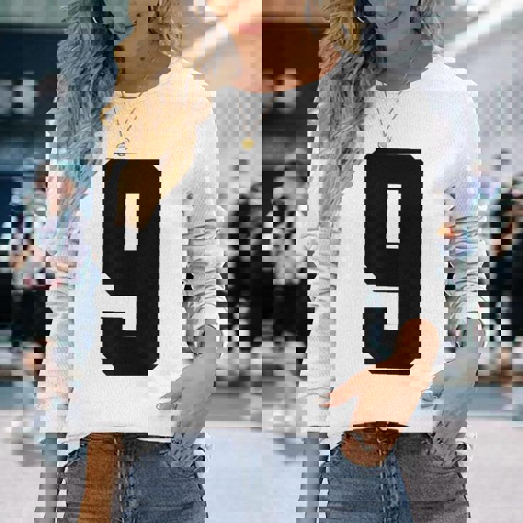 番号9 ナインスポーツジャージ 誕生日年齢 ラッキーナンバーブラック 長袖Tシャツ 彼女への贈り物