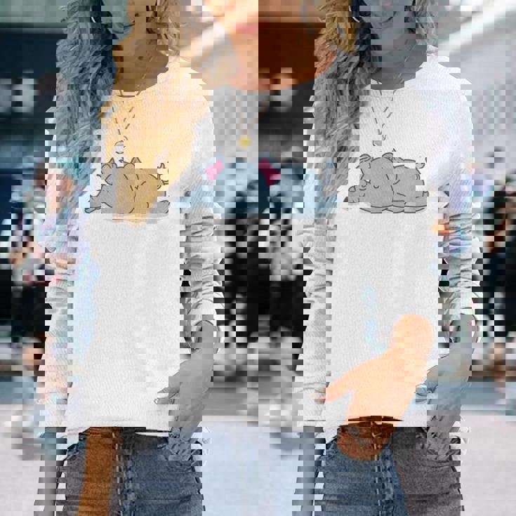眠っている象 長袖Tシャツ 彼女への贈り物