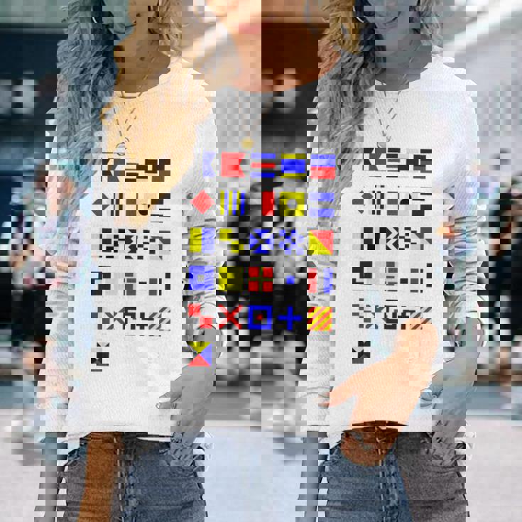 航海信号旗 アルファベット 長袖Tシャツ 彼女への贈り物