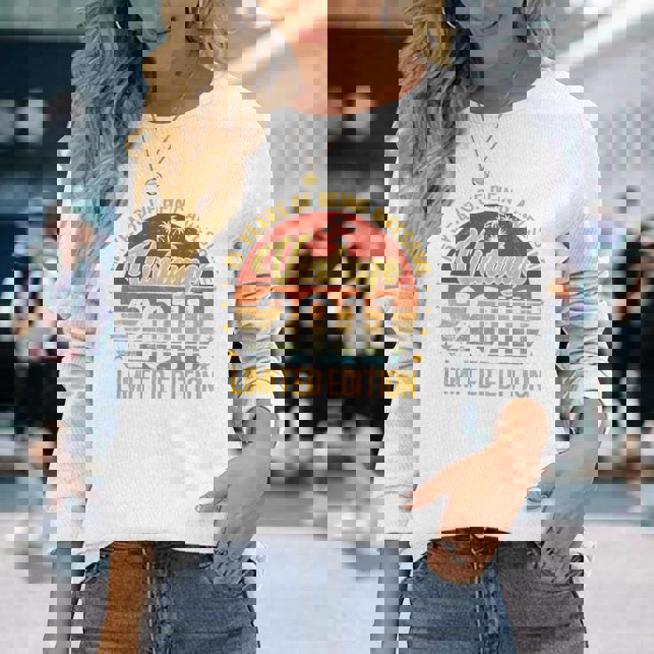 裏面 ヴィンテージ 15 誕生日 デコレーション メンズ 15歳 2011 15歳 長袖Tシャツ 彼女への贈り物