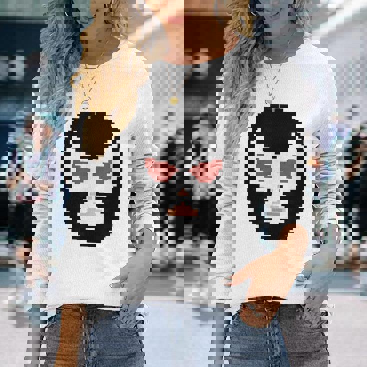 覆面レスラー マスク ピクセルアート ドット絵 怪人 プロレス 長袖Tシャツ 彼女への贈り物