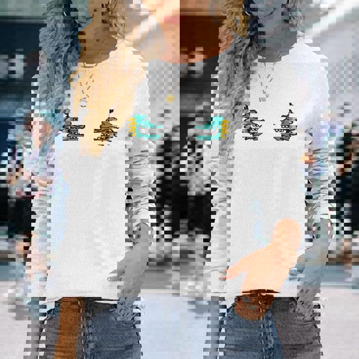 龍 ドラゴン 顔 対称 ポップアート 和風ユニークデザイン 長袖Tシャツ 彼女への贈り物